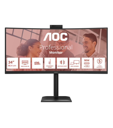 AOC CU34E4CW Curved 34" 3440x1440/21:9/350cd/m2/4ms HDMI, DisplayPort, USB, Audio out | AOC