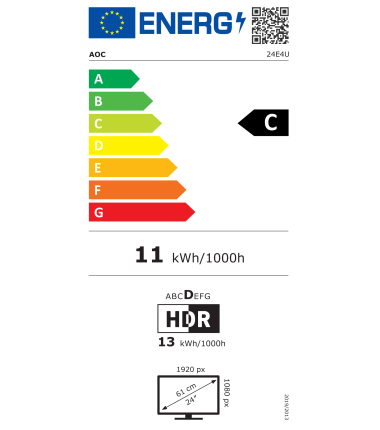 AOC 24E4U | 23.8 " | IPS | FHD | 16:9 | 120 Hz | 4 ms | 1920 x 1080 pixels | 300 cd/m²