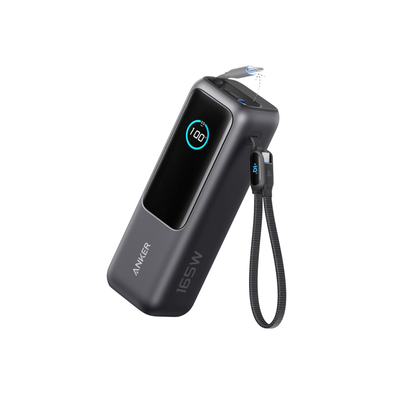 Anker Zolo Powerbank | A1695H11 | 25000 mAh | Built-In USB-C and Retractable Cable) | Grey