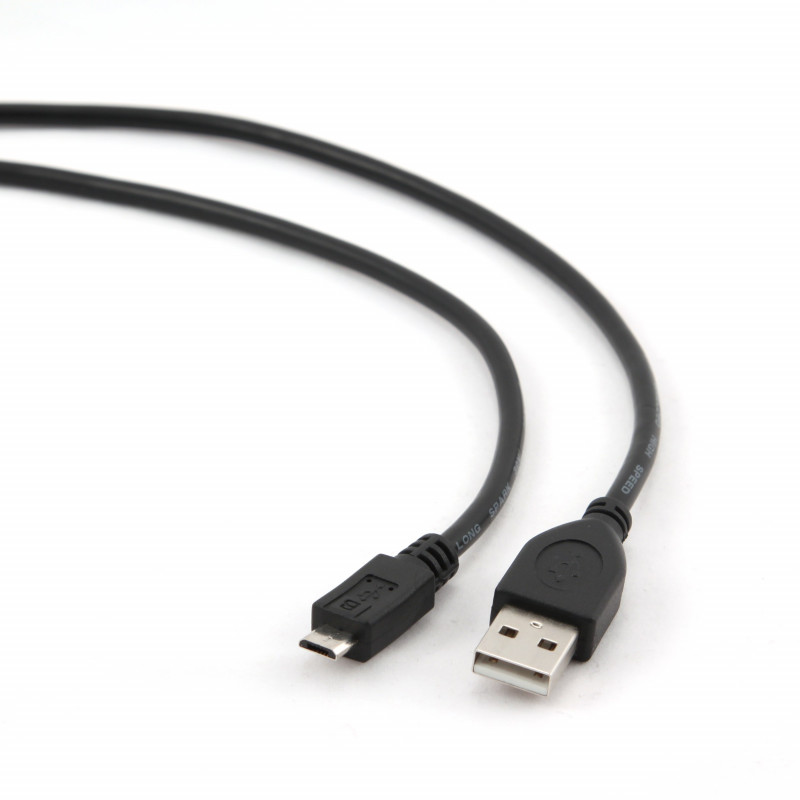 Cablexpert Micro USB laidas 0.5m, guminis juodas