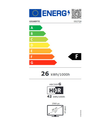 Gigabyte | GS27QA EK1 | 27 " | IPS | QHD | 180 Hz | 1 ms | 2560 x 1440 pixels | 300 cd/m² | HDMI ports quantity 2 | Black
