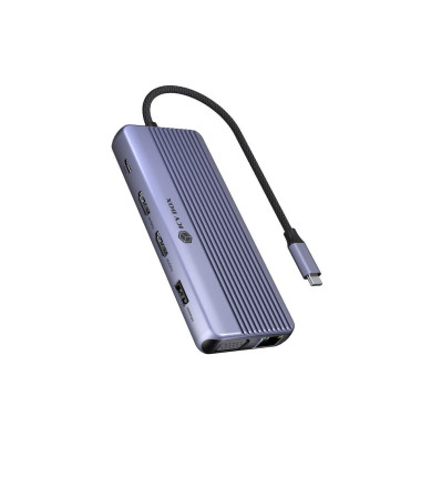 Icy Box Travel Dock 12-in-1, 3x Videoausgabe (2x HDMI + 1x VGA)