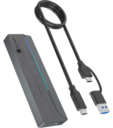 Icy Box M.2 SATA/NVMe SSD Enclosure with USB 3.2 Gen 2 Type-C and RGB light