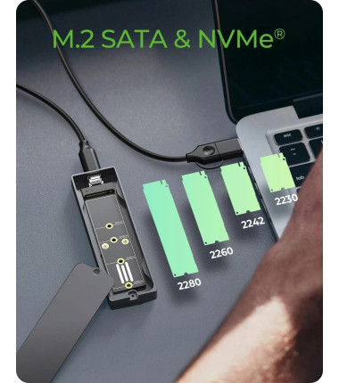 Icy Box M.2 SATA/NVMe SSD Enclosure with USB 3.2 Gen 2 Type-C and RGB light