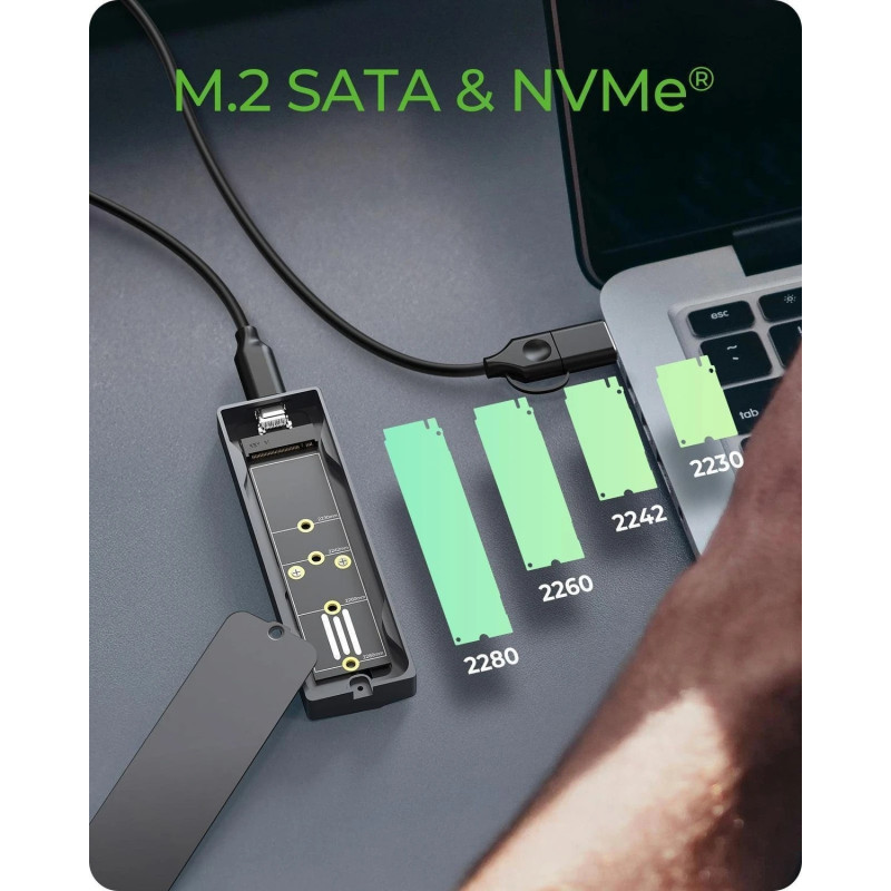 Icy Box M.2 SATA/NVMe SSD Enclosure with USB 3.2 Gen 2 Type-C and RGB light