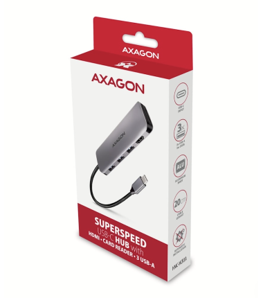 AXAGON USB-C COMBO 5in1 Hub HDMI USB-A PD HMC-HCR3A