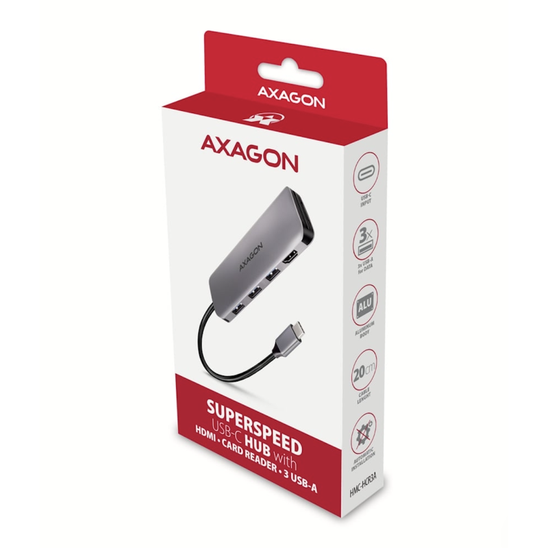 AXAGON USB-C COMBO 5in1 Hub HDMI USB-A PD HMC-HCR3A
