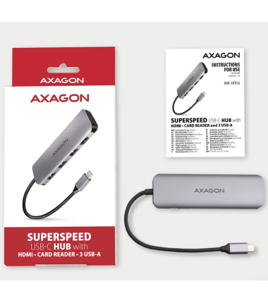 AXAGON USB-C 5in1 hub HMC-HCR3A adapter