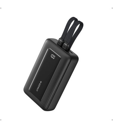 Anker | Power Bank | A1681G11 | 20000 mAh | USB-C 30W, Lightning 27W | Built-In USB-C and Lightning Cables | Black