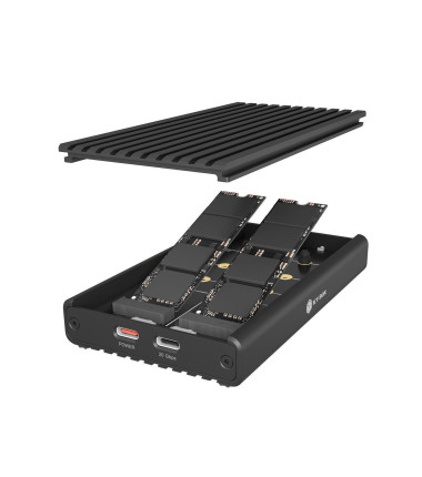 Raidsonic IB-2817M-C32 | Enclosure for 2x NVMe SSD with USB 3.2 Gen 2x2 Type-C connection