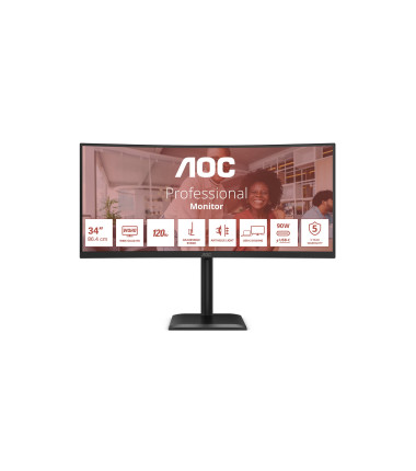 AOC CU34E4CV | 34 " | VA | 21:9 | 120 Hz | 4 ms | 3440 x 1440 pixels | HDMI ports quantity 2 | Black