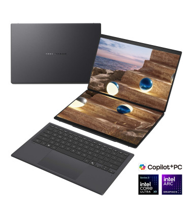 Asus | Zenbook Duo UX8407AA-SN066W | Moher Gray | 14 " | OLED | Touchscreen | 2.8K | 2880 x 1800 pixels | 144 Hz | Anti-Reflecti