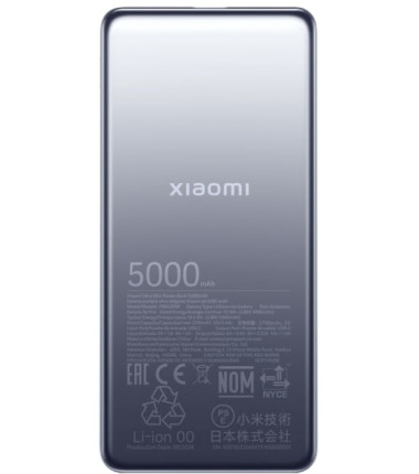 Xiaomi Ultra Slim Power Bank | 5000 mAh | USB-C | Gray