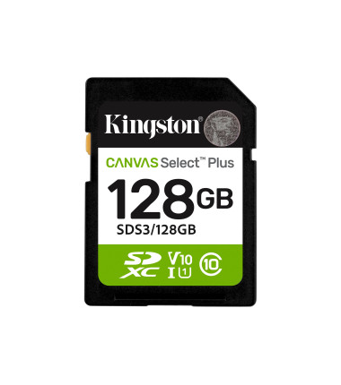 Kingston Canvas Select Plus | 128 GB | SD | Flash memory class Class 10, UHS-I, U1/U3, Video Class 10/30
