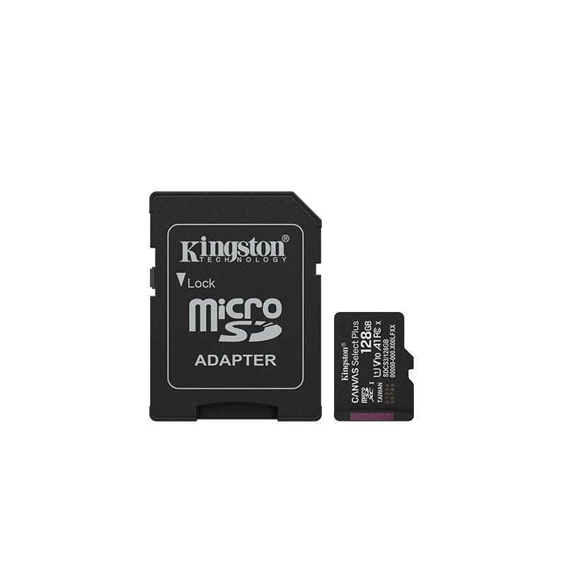 Kingston Canvas Select Plus | 128 GB | microSD | Flash memory class Class 10, UHS-I, U1/U3, video class 10/30, A1