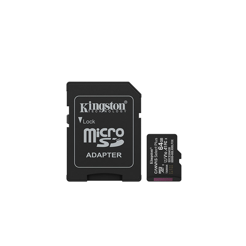 Kingston Canvas Select Plus | 64 GB | microSD | Flash memory class Class 10, UHS-I, U1/U3, video class 10/30, A1