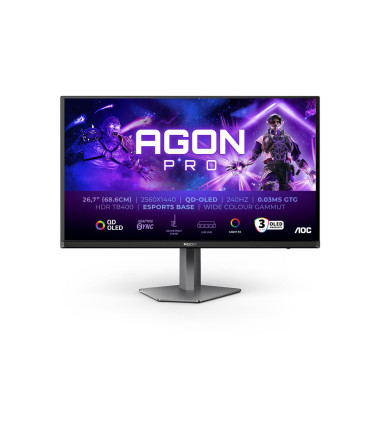 AOC | AG276QZD2 | 26.7 " | OLED | QHD | 16:9 | 240 Hz | 0.03 ms | 2560 x 1440 pixels | 250 cd/m² | HDMI ports quantity 2