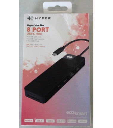 SALE OUT. Hyper HyperDrive Flex 8 Port USB-C Hub, Black | Hyper HyperDrive Flex 8 Port USB-C Hub, Black | HD4102BKGL | HDMI port