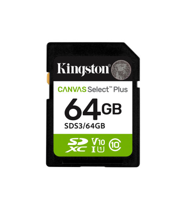 Kingston Canvas Select Plus | 64 GB | SD | Flash memory class Class 10, UHS-I, U1/U3, Video Class 10/30