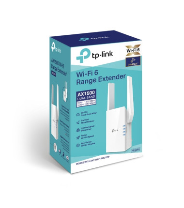 TP-LINK | Extender | RE505X | 802.11ax | 2.4GHz/5GHz | 300+1200 Mbit/s | 10/100/1000 Mbit/s | Ethernet LAN (RJ-45) ports 1 | MU-