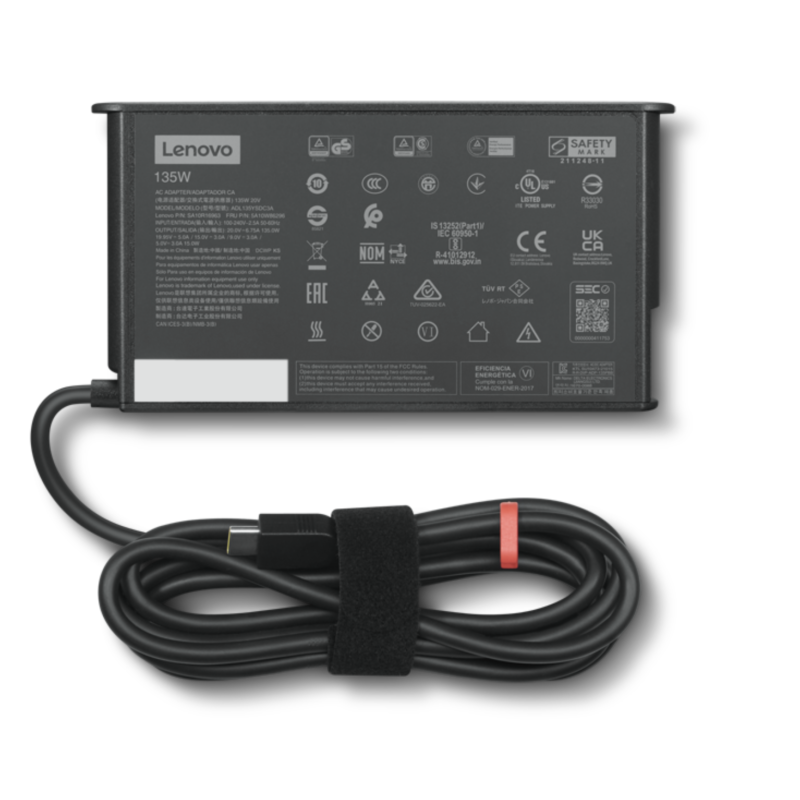 Lenovo original charger USB-C 135W adl135ysdc3a label view Lenovo original charger USB-C 135W adl135ysdc3a label view