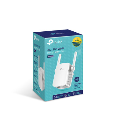 TP-LINK | Extender | RE305 | 802.11ac | 2.4GHz/5GHz | 300+867 Mbit/s | 10/100 Mbit/s | Ethernet LAN (RJ-45) ports 1 | MU-MiMO No