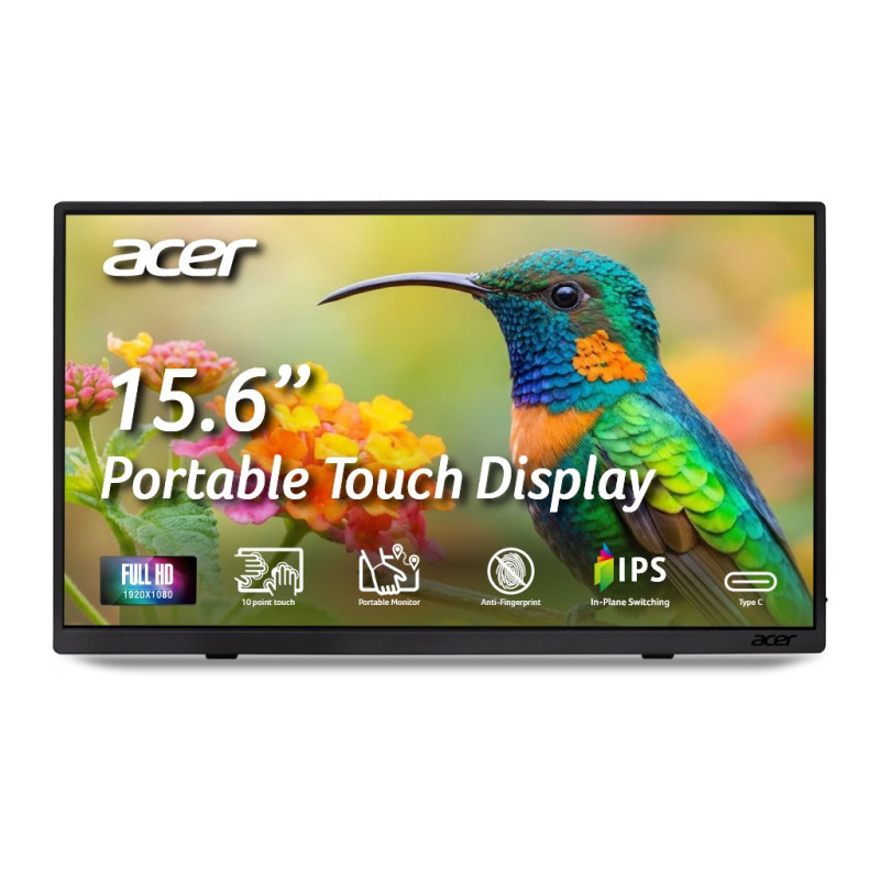Acer, PM161QT bmiuux, 16 ", IPS, FHD, 16:9, 60 Hz, 6 ms, 1920 x 1080 pixels, Touchscreen, 220 cd/m², HDMI ports quant