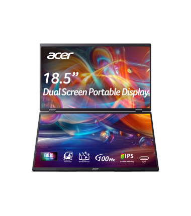 Acer PD19F 47cm 18.5'' FHD Dual Portable IPS 100Hz 16:9 4ms (GTG) 250nits HDMI 2xType-C MM Audio Out EU Black H.cable x1 U.cable