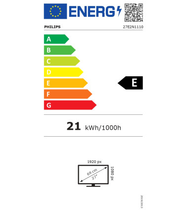 Philips 27E2N1110/00 | 27 " | IPS | FHD | 16:9 | 120 Hz | 4 ms | 1920 x 1080 pixels | 300 cd/m² | HDMI ports quantity 1