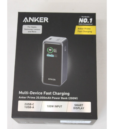 SALE OUT. Anker Power Bank, 200 W | Prime | 20000 mAh | Black | UNPACKED, SMALL  SCRATCHED ON TOP