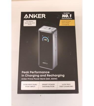 SALE OUT. Anker Prime power bank - USB, 2 x USB-C - 300 Watt | 26250 mAh | Black | UNPACKED, SMALL SCRATCHED ON TOP EDGE