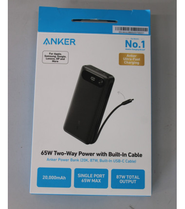 SALE OUT. Anker Power Bank 65W | A1383H11 | 20000 mAh | Black | UNPACKED, SCRATCHES