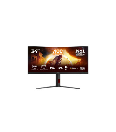 AOC CU34G4CA | 34 " | Fast VA | WQHD | 21:9 | 180 Hz | 1 ms | 3440 x 1440 pixels | 450 cd/m² | HDMI ports quantity 2 | Black