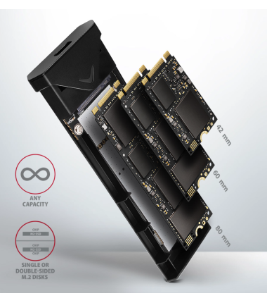 AXAGON EEM2-UB2 external M.2 NVMe SSD enclosure, USB-C 10 Gbps, black