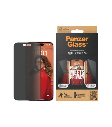 PanzerGlass | Screen protector | Apple | iPhone 15 Pro | Glass | Black | Ultra-Wide Fit w. EasyAligner
