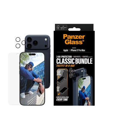 PanzerGlass 2-in-1 Classic Bundle | Screen Protector/Lens protector | Apple | iPhone 17 Pro Max | Transparent