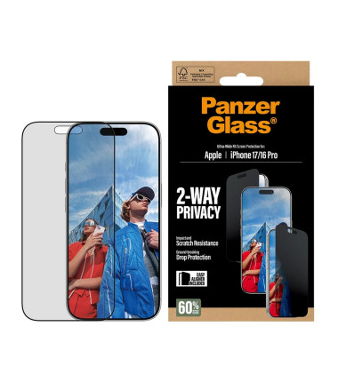 PanzerGlass Screen protector | Apple | iPhone 17/iPhone 16 Pro | Tempered Glass | Transparent | Ultra-Wide Fit w. EasyAligner