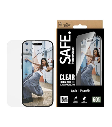PanzerGlass Screen protector | Apple | iPhone Air | Glass | Transparent | Ultra-Wide Fit w. EasyAligner