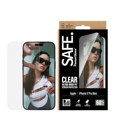 PanzerGlass Screen protector | Apple | iPhone 17 Pro Max | Transparent | Ultra-Wide Fit w. EasyAligner
