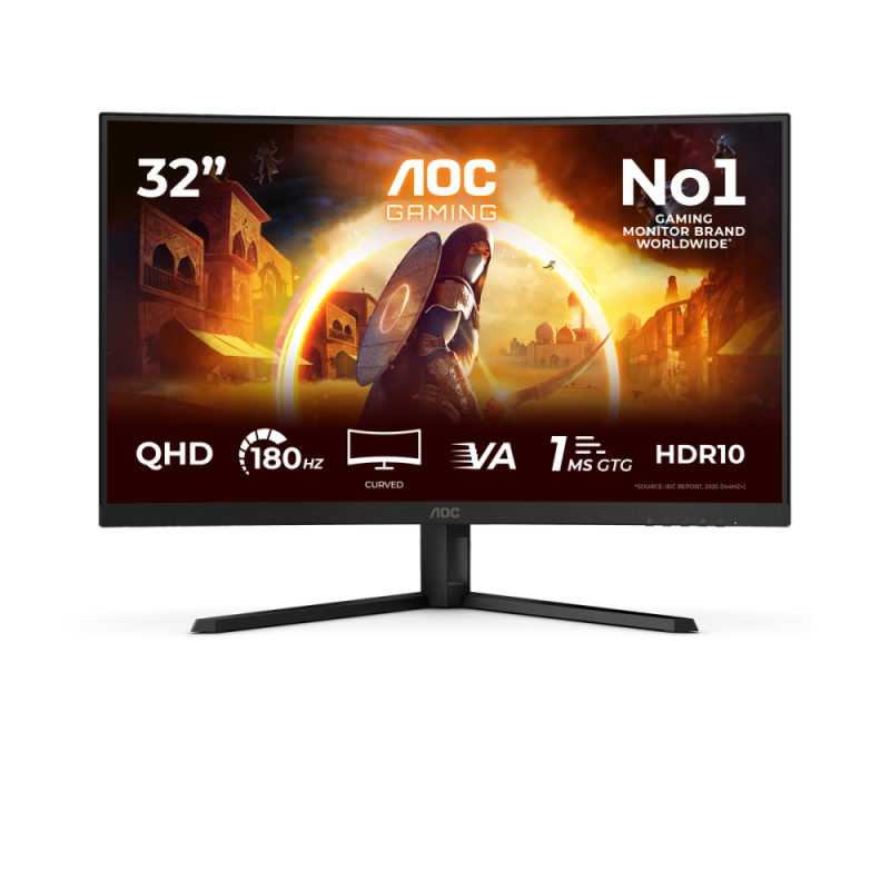 AOC CQ32G4VE, 31.5 ", VA, QHD, 16:9, 180 Hz, 1 ms, 2560 x 1440 pixels, 300 cd/m², HDMI ports quantity 2