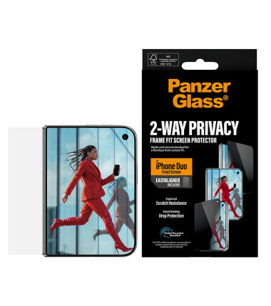 PanzerGlass Privacy w. EasyAligner | Screen protector | Apple | iPhone Duo | Glass | Transparent