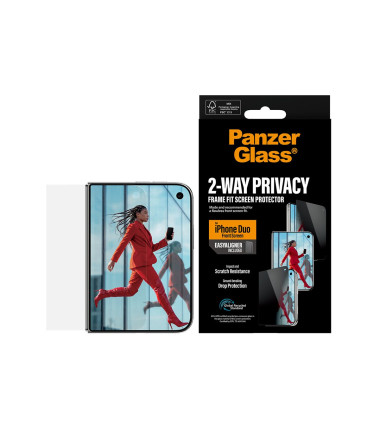 PanzerGlass Privacy w. EasyAligner | Screen protector | Apple | iPhone Duo | Glass | Transparent