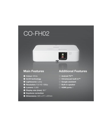 Epson | CO-FH02 | Full HD (1920x1080) | 3000 ANSI lumens | White | Lamp warranty 12 month(s)