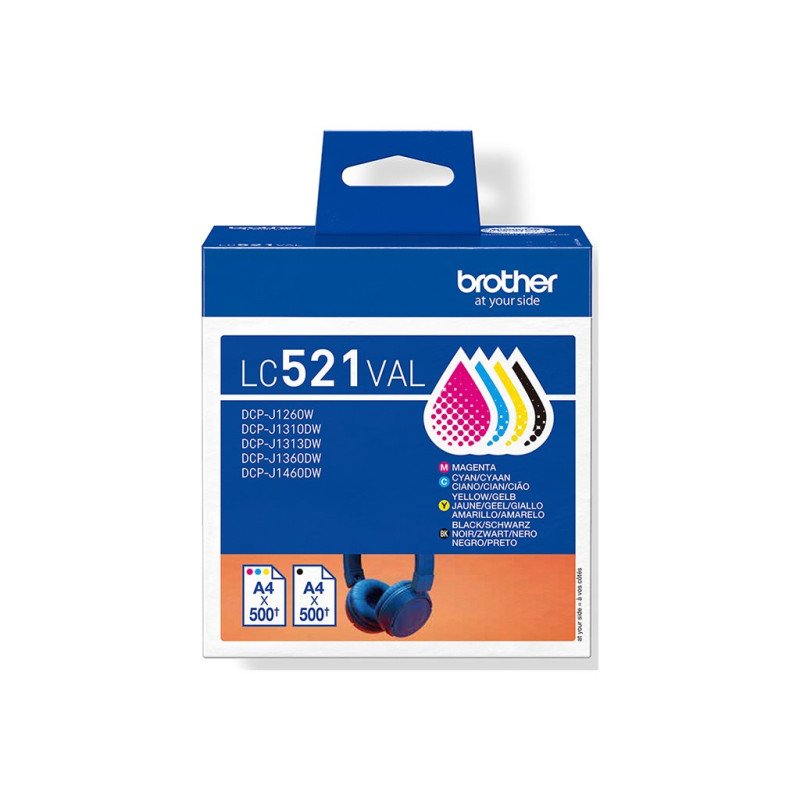 Brother LC521VAL, Ink Cartridge, Black, Cyan, Magenta,Yellow
