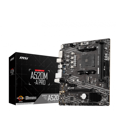 MSI, A520M-A PRO, Processor family AMD, Processor socket AM4, DDR4, Memory slots 2, Chipset AMD A, Micro ATX