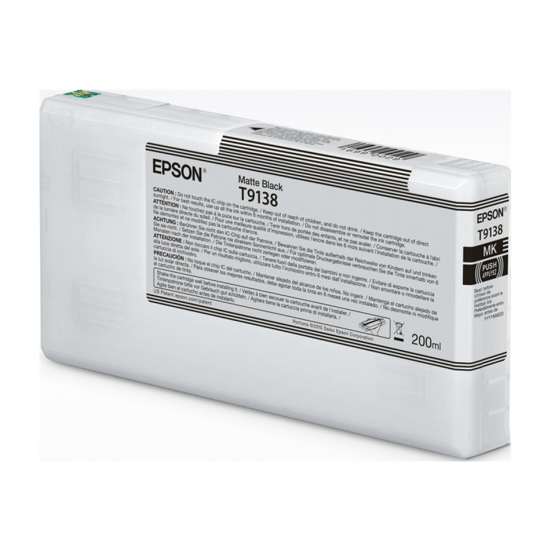 EPSON T91380N Matte Black Ink Cartridge (200ml), Epson C13T91380N, Epson T9138 - matte black - original - ink cartridge, Epso