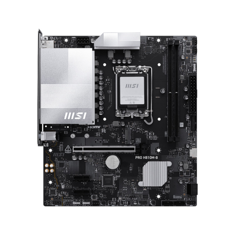 MSI PRO H810M-B, Processor family Intel H810, Processor socket LGA1851, DDR5, Supported hard disk drive interfaces SATA, M.2