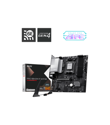 MSI PRO B840M-P WIFI6E, Processor family AMD, Processor socket AM5, DDR5, Supported hard disk drive interfaces SATA, M.2, N