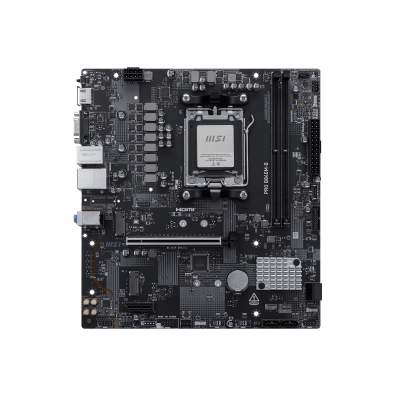 MSI PRO B840M-B, Processor family AMD, Processor socket AM5, DDR5, Supported hard disk drive interfaces SATA, M.2, Number o