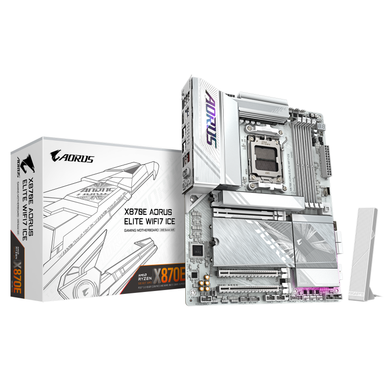 Gigabyte X870E AORUS ELITE WIFI7 ICE, Processor family AMD, Processor socket AM5, DDR5, Supported hard disk drive interfaces